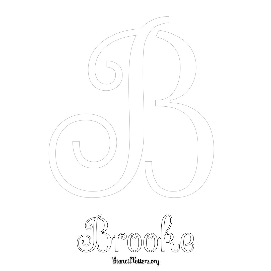 Brooke printable name initial stencil in Ornamental Cursive Lettering