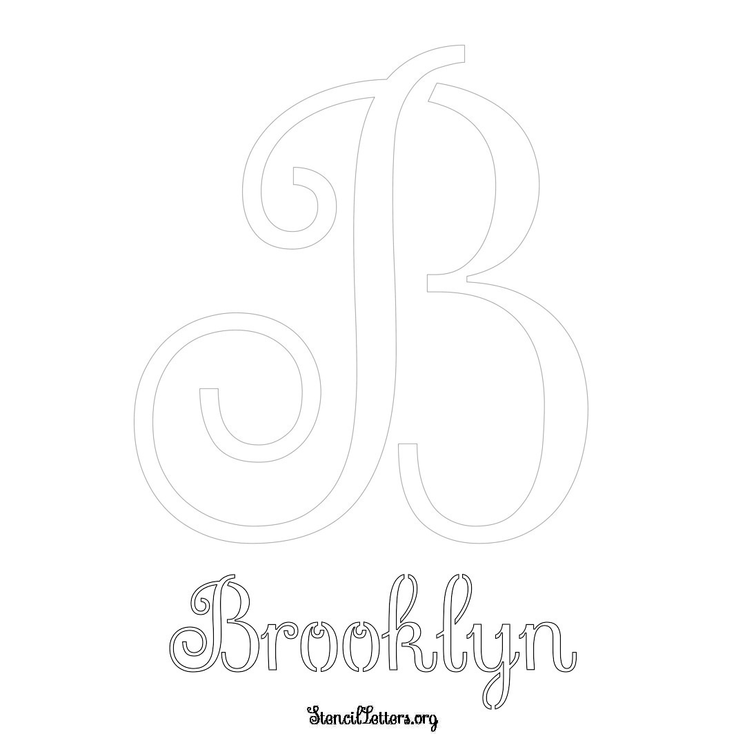 Brooklyn printable name initial stencil in Ornamental Cursive Lettering