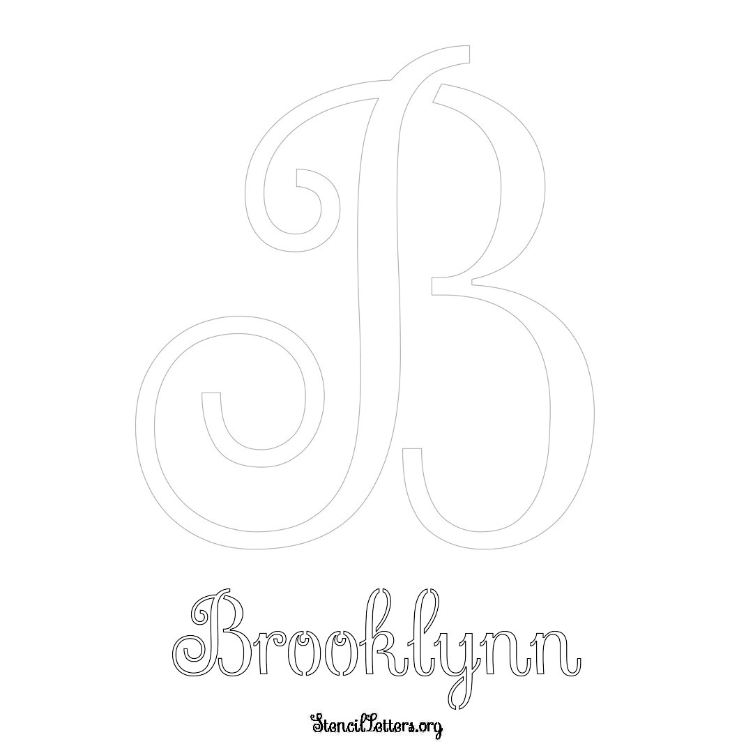 Brooklynn printable name initial stencil in Ornamental Cursive Lettering