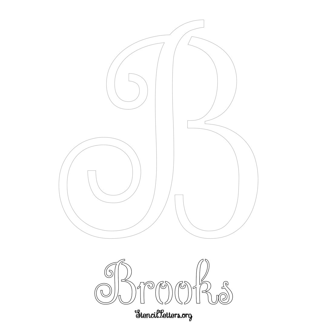 Brooks printable name initial stencil in Ornamental Cursive Lettering