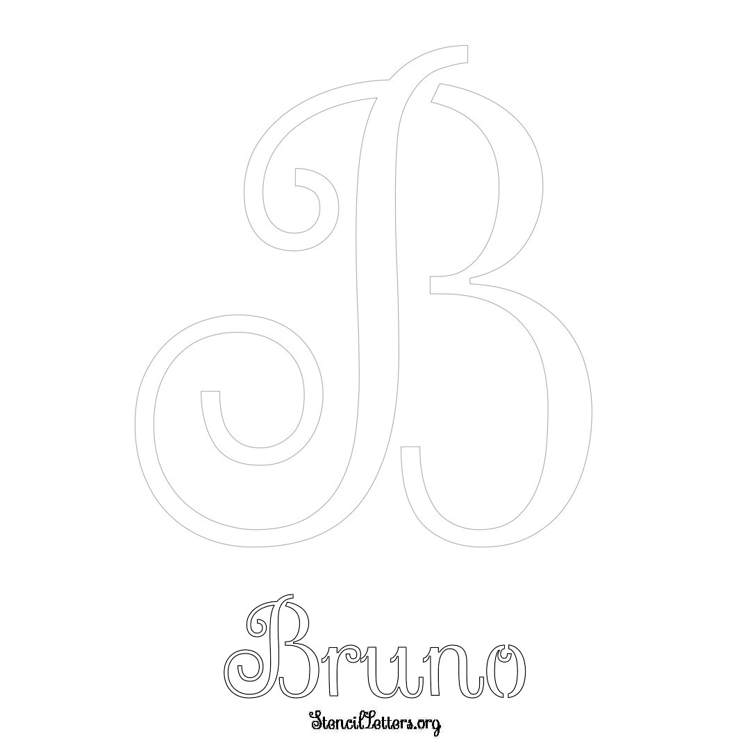 Bruno printable name initial stencil in Ornamental Cursive Lettering
