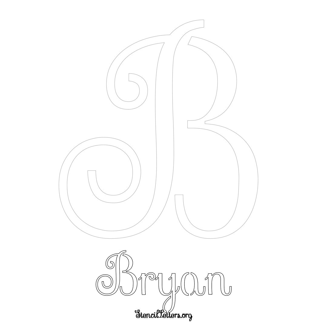 Bryan printable name initial stencil in Ornamental Cursive Lettering