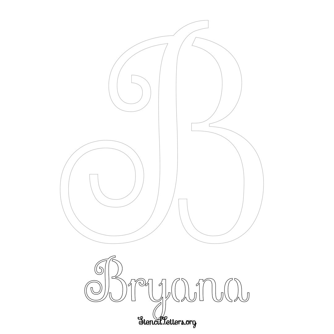 Bryana printable name initial stencil in Ornamental Cursive Lettering