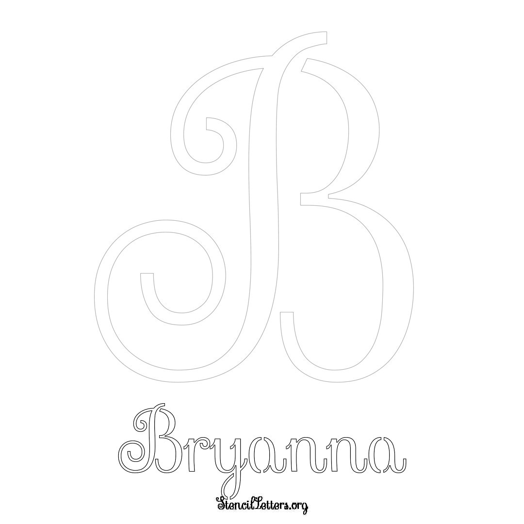 Bryanna printable name initial stencil in Ornamental Cursive Lettering