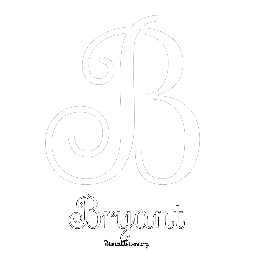 Bryant printable name initial stencil in Ornamental Cursive Lettering