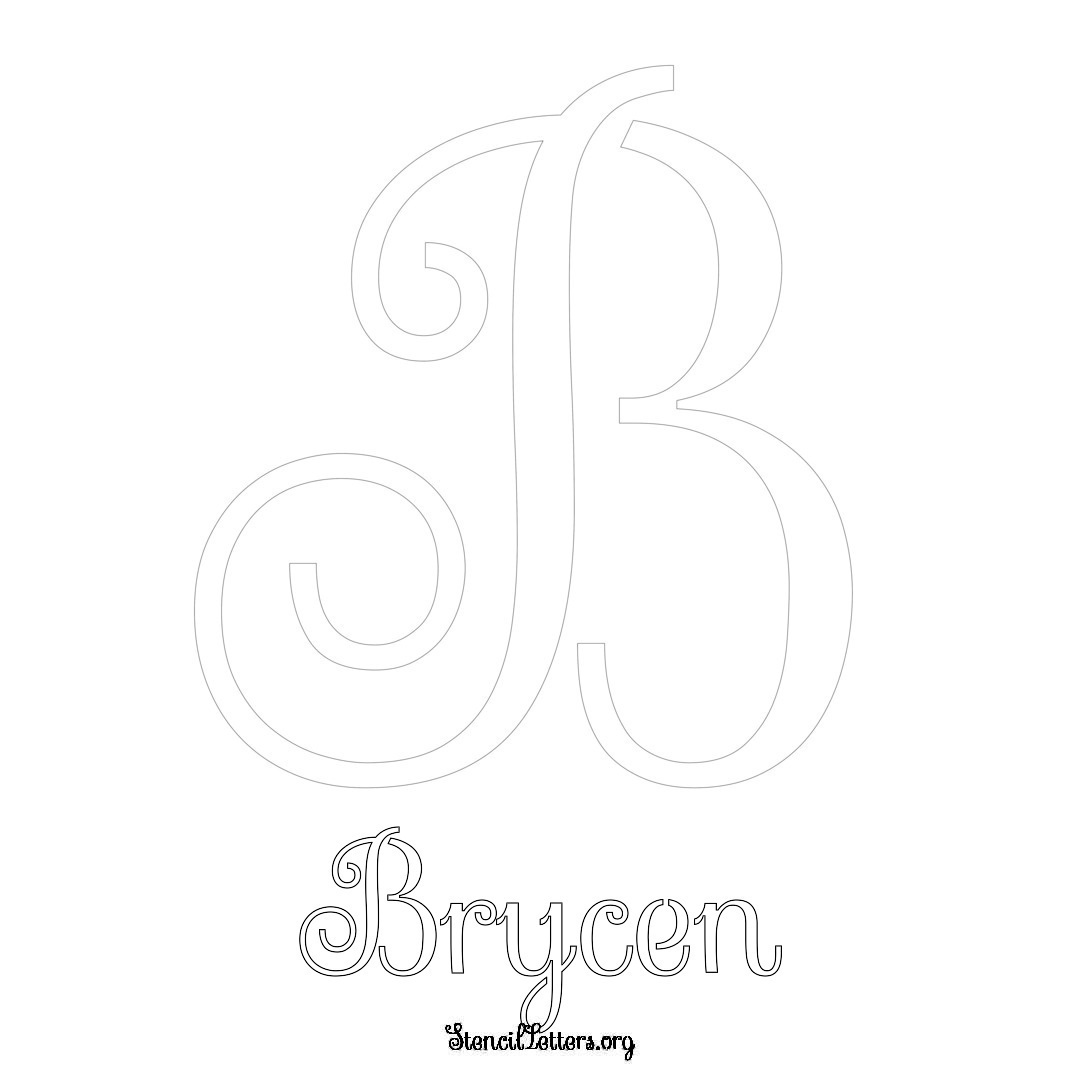 Brycen printable name initial stencil in Ornamental Cursive Lettering