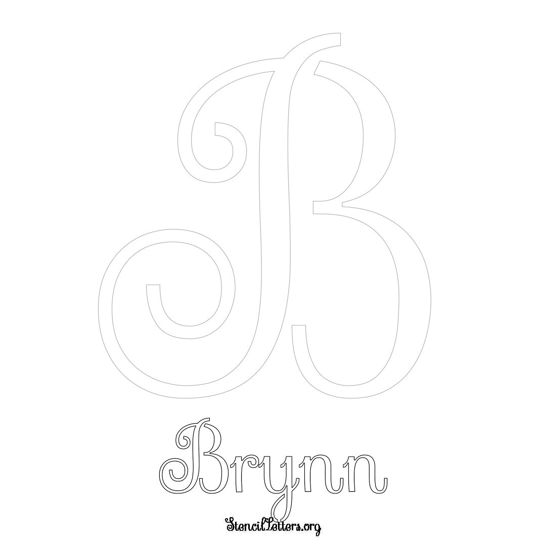 Brynn printable name initial stencil in Ornamental Cursive Lettering