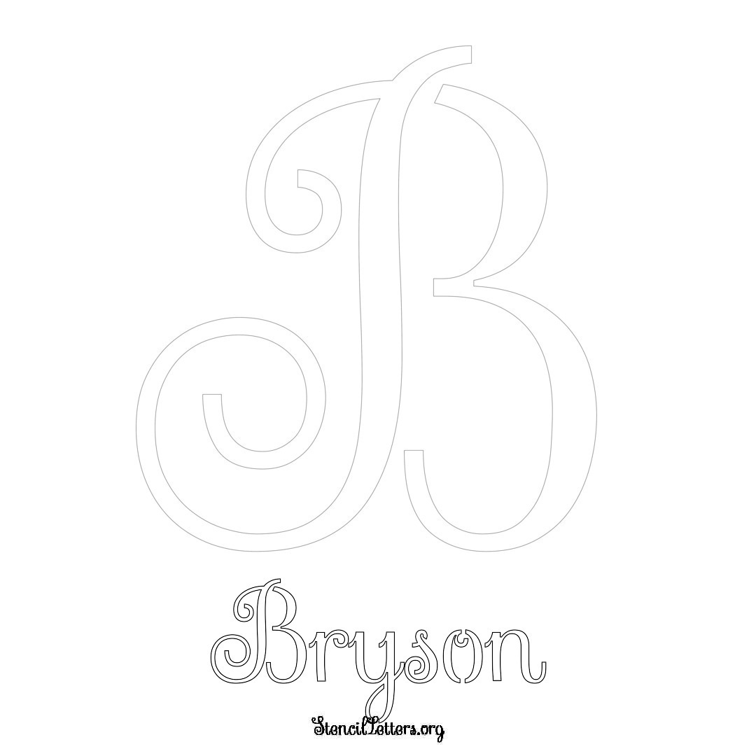 Bryson printable name initial stencil in Ornamental Cursive Lettering