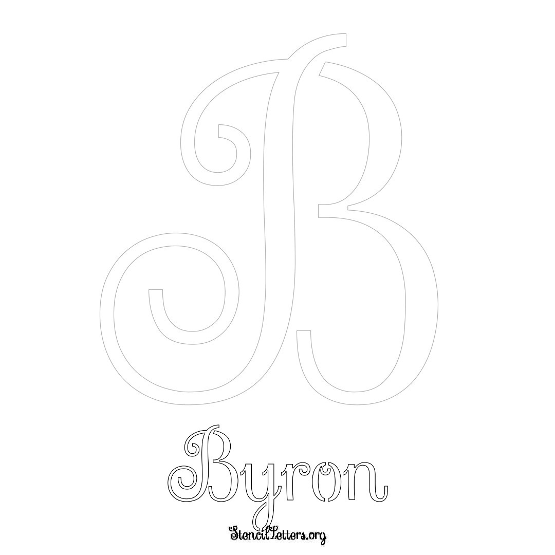 Byron printable name initial stencil in Ornamental Cursive Lettering