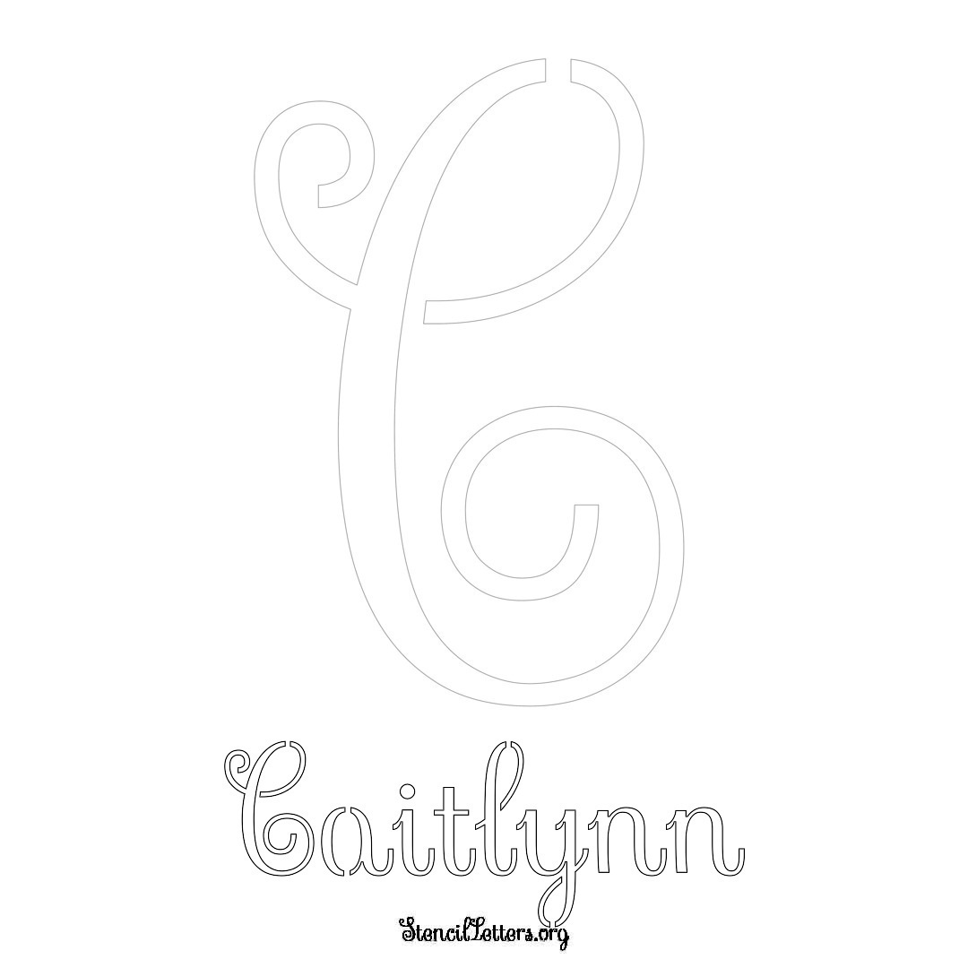 Caitlynn printable name initial stencil in Ornamental Cursive Lettering