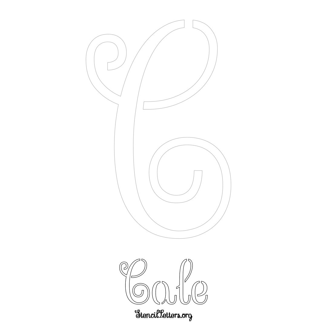 Cale printable name initial stencil in Ornamental Cursive Lettering