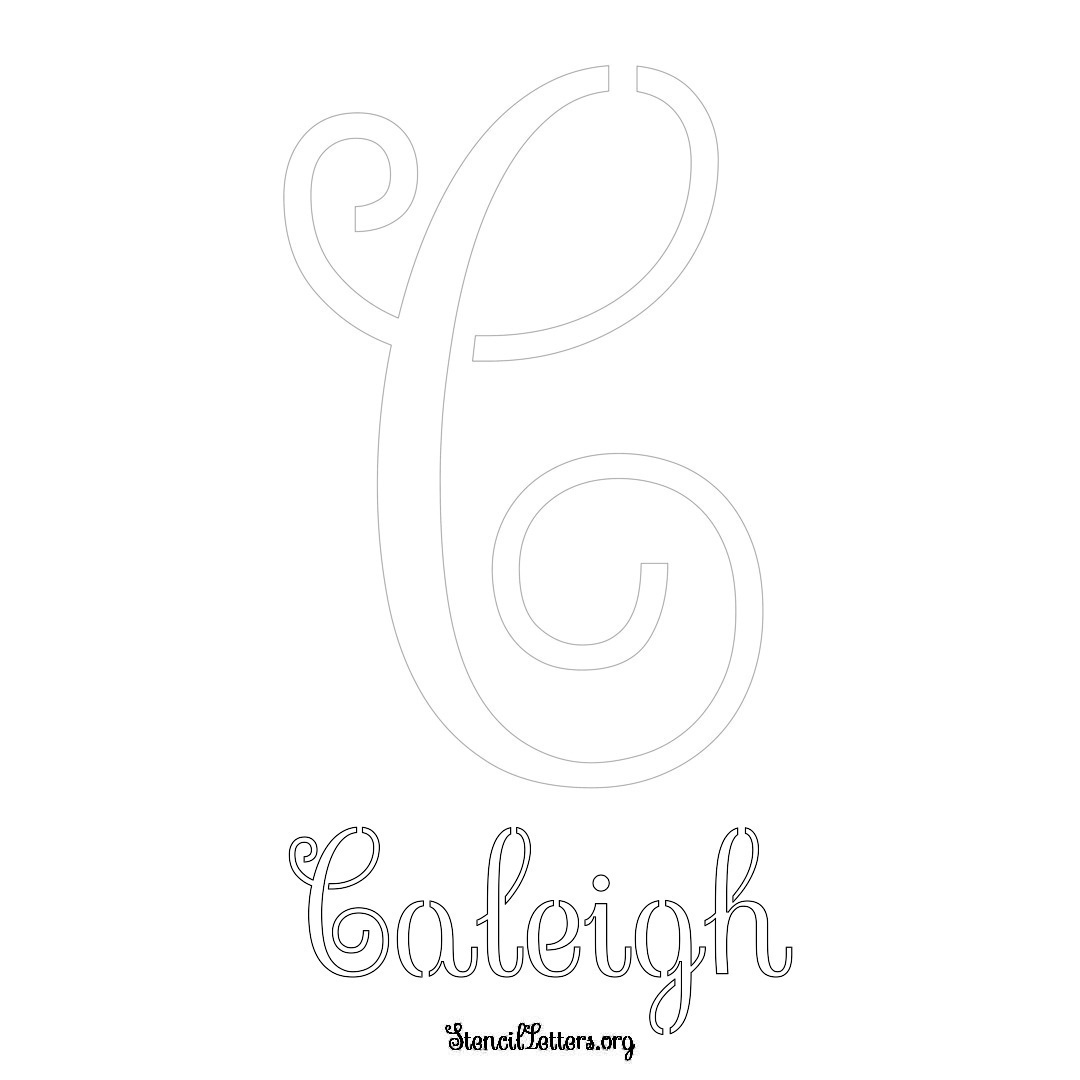 Caleigh printable name initial stencil in Ornamental Cursive Lettering