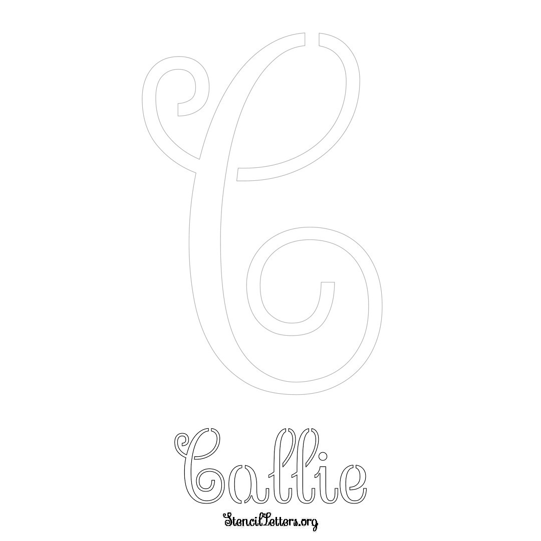 Callie printable name initial stencil in Ornamental Cursive Lettering