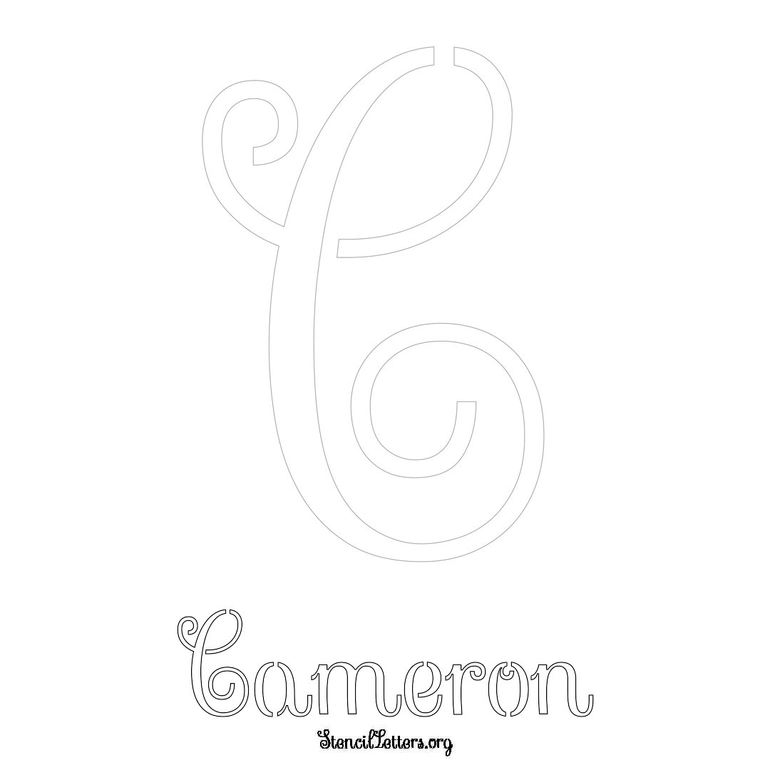 Cameron printable name initial stencil in Ornamental Cursive Lettering