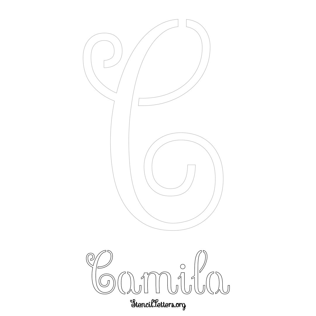 Camila printable name initial stencil in Ornamental Cursive Lettering