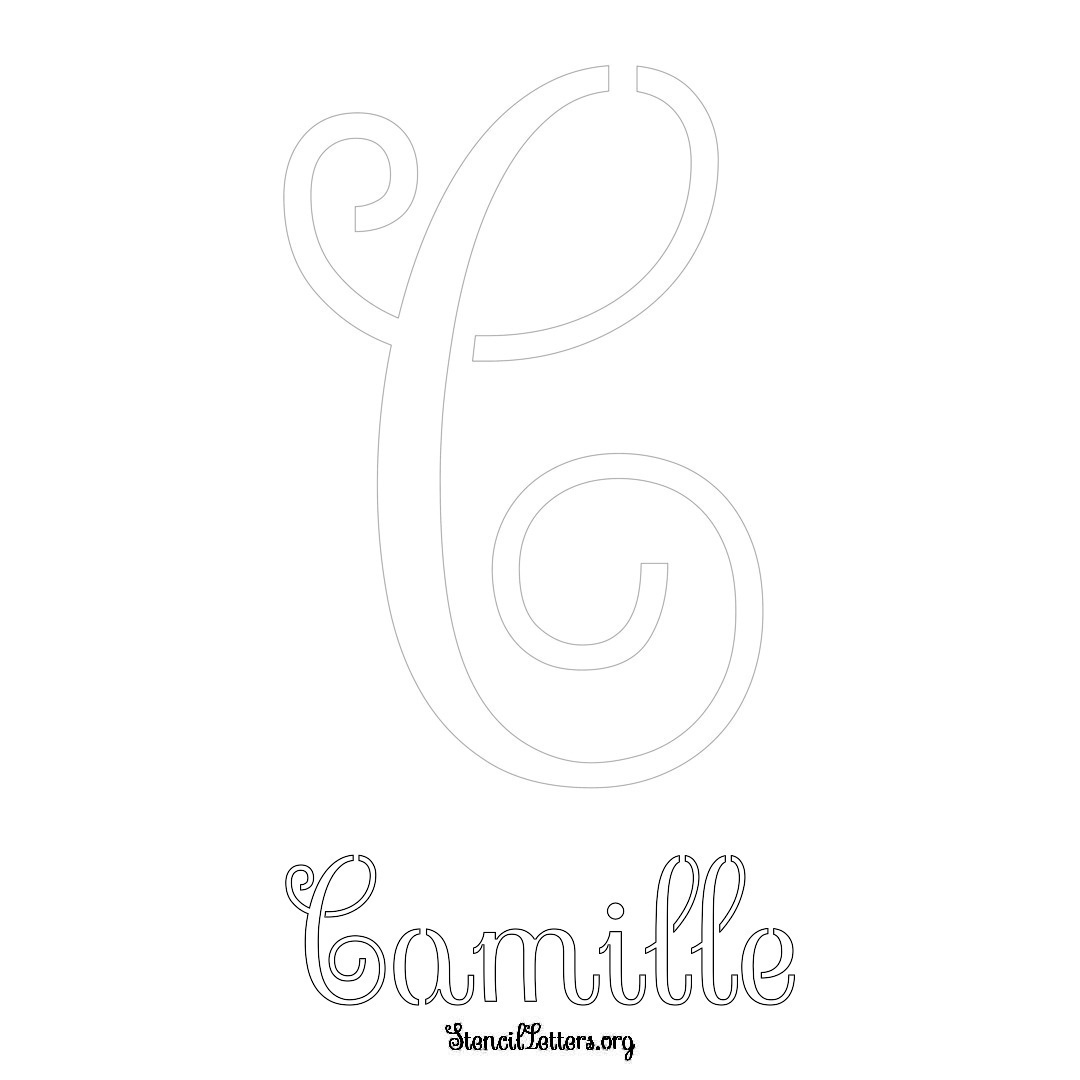 Camille printable name initial stencil in Ornamental Cursive Lettering