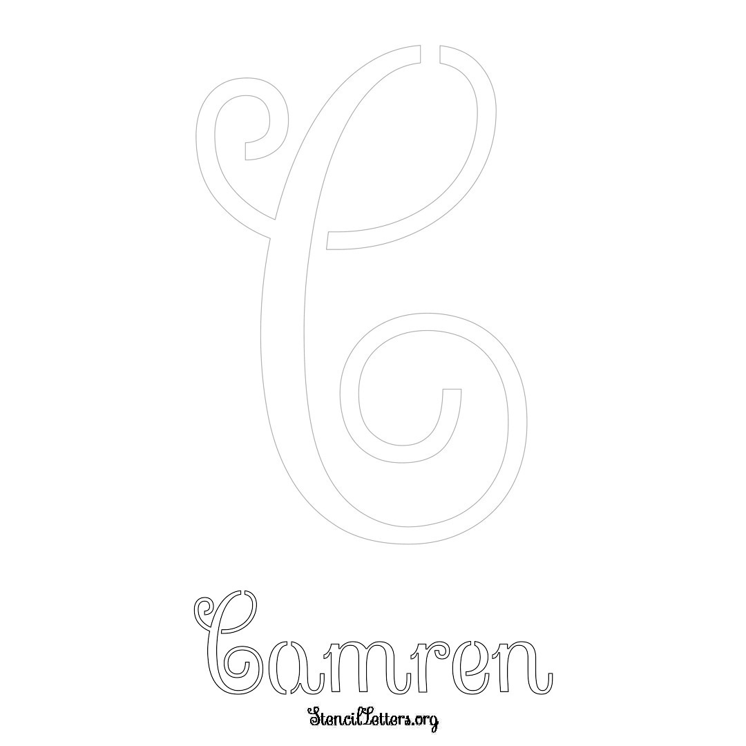 Camren printable name initial stencil in Ornamental Cursive Lettering