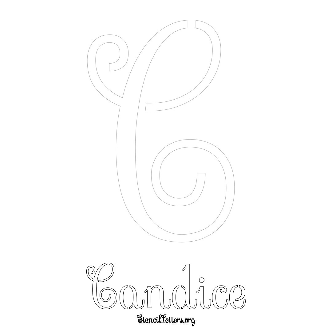Candice printable name initial stencil in Ornamental Cursive Lettering