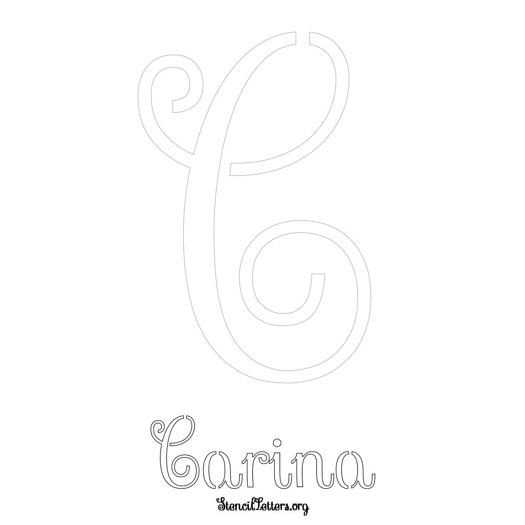 Carina printable name initial stencil in Ornamental Cursive Lettering