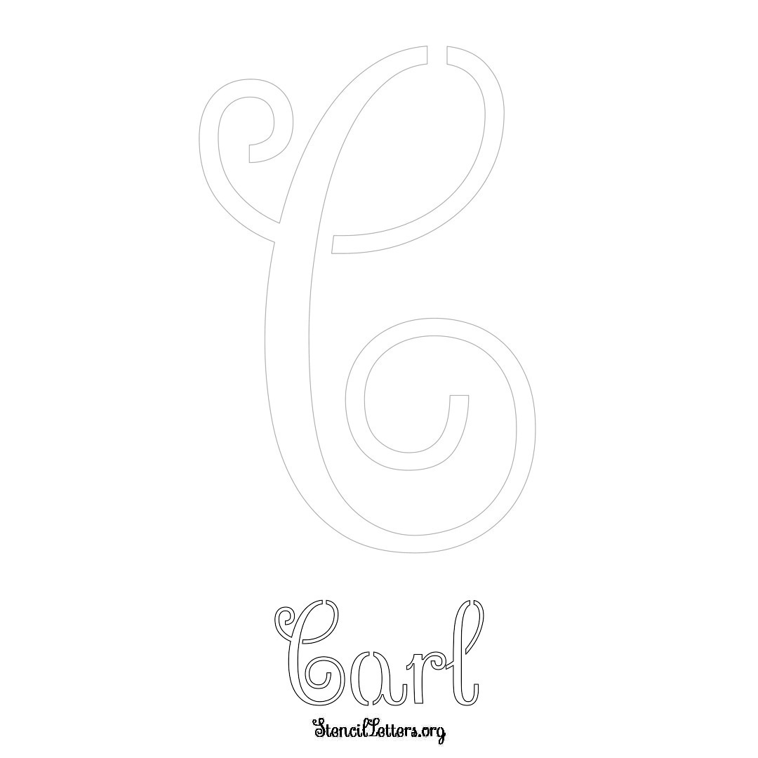 Carl printable name initial stencil in Ornamental Cursive Lettering