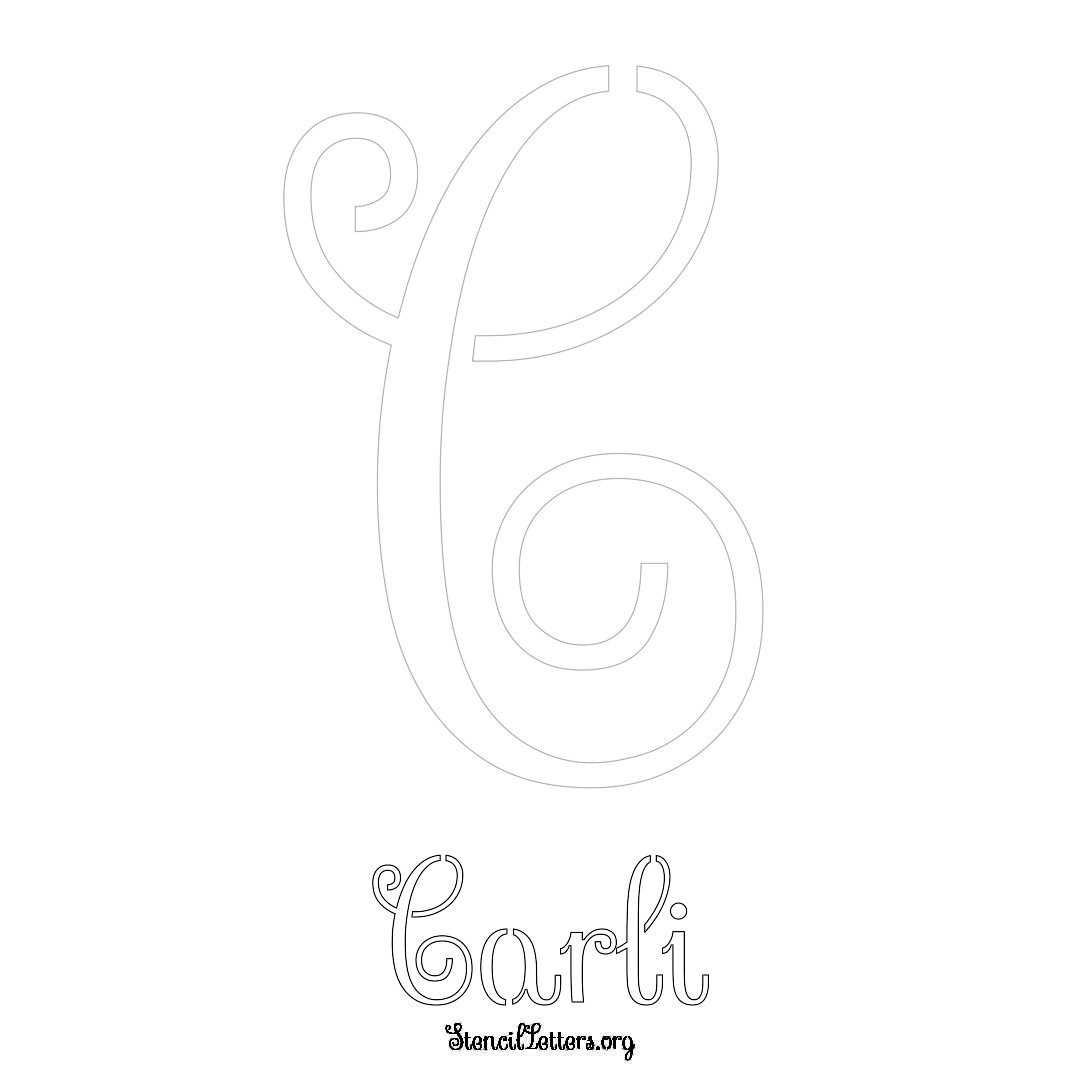 Carli printable name initial stencil in Ornamental Cursive Lettering