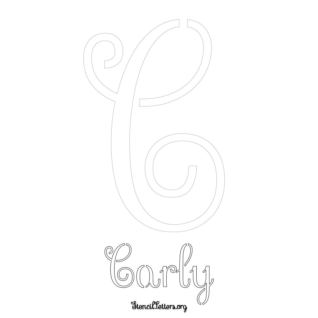 Carly printable name initial stencil in Ornamental Cursive Lettering