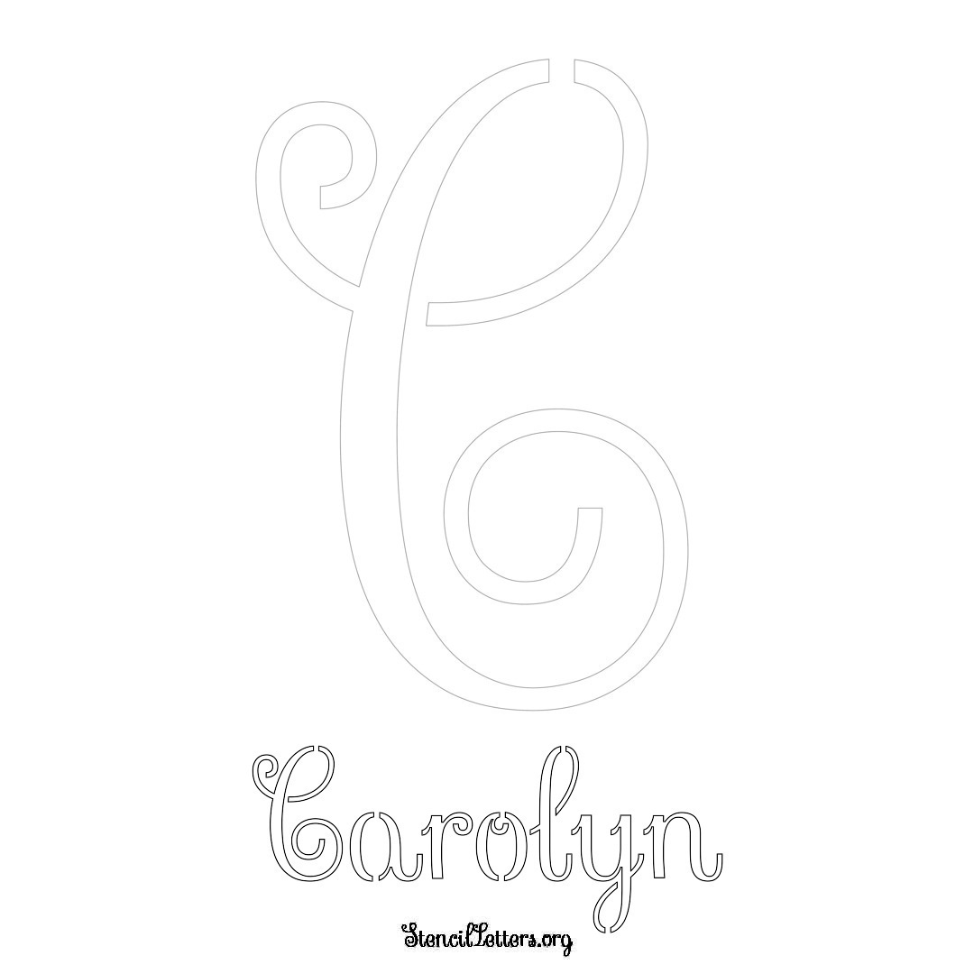 Carolyn printable name initial stencil in Ornamental Cursive Lettering