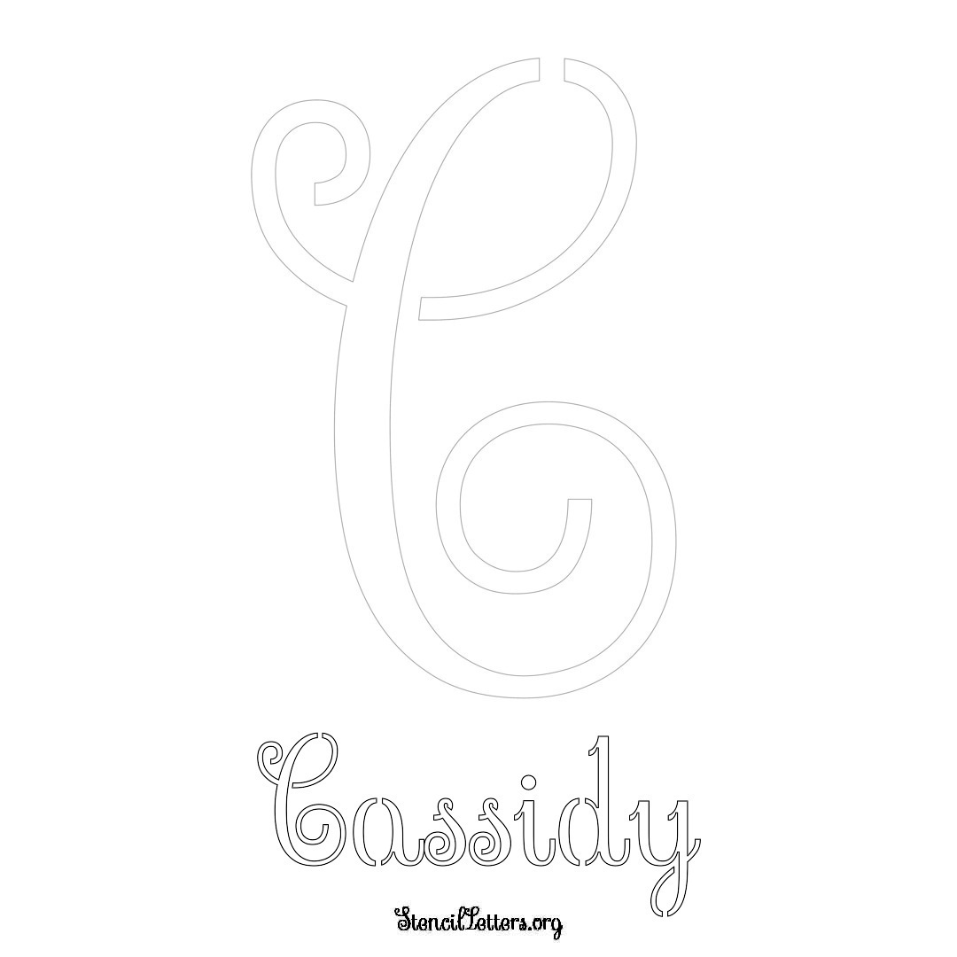 Cassidy printable name initial stencil in Ornamental Cursive Lettering