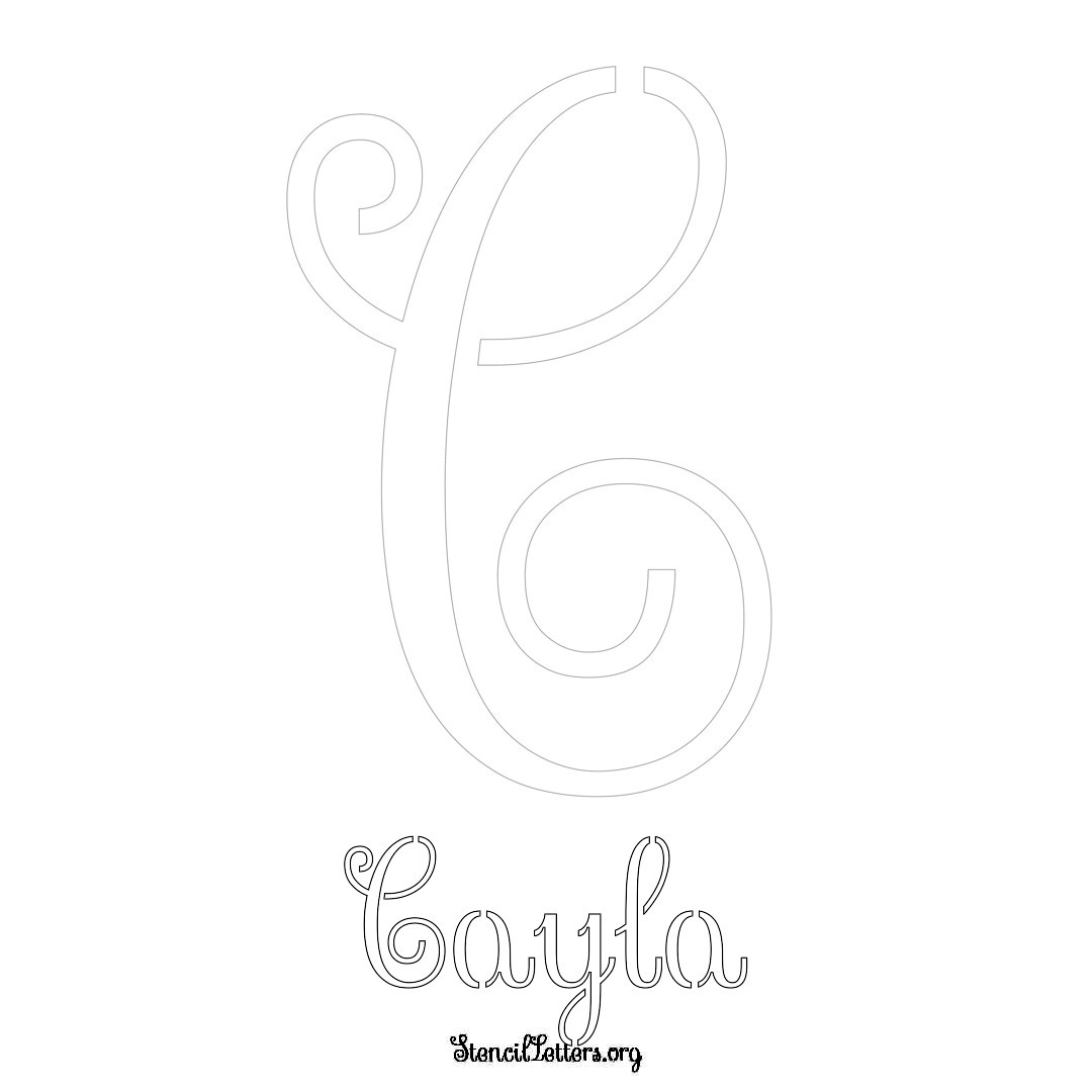 Cayla printable name initial stencil in Ornamental Cursive Lettering