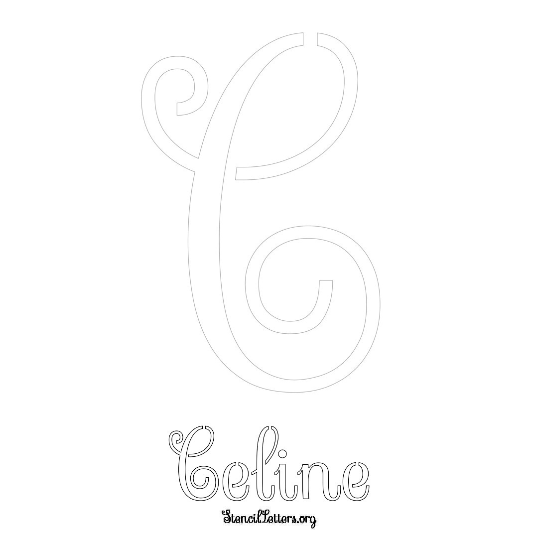 Celine printable name initial stencil in Ornamental Cursive Lettering