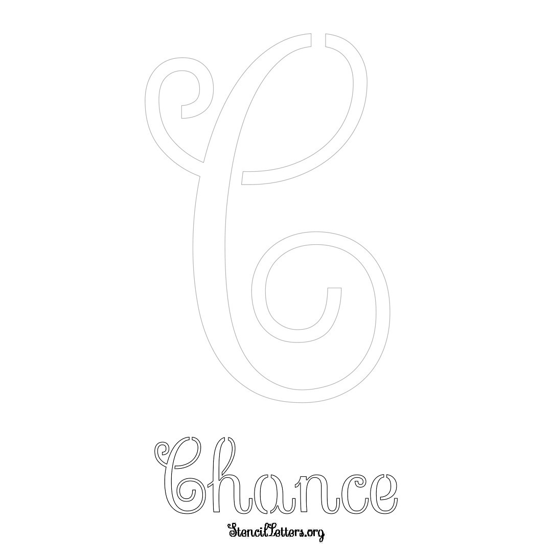 Chance printable name initial stencil in Ornamental Cursive Lettering