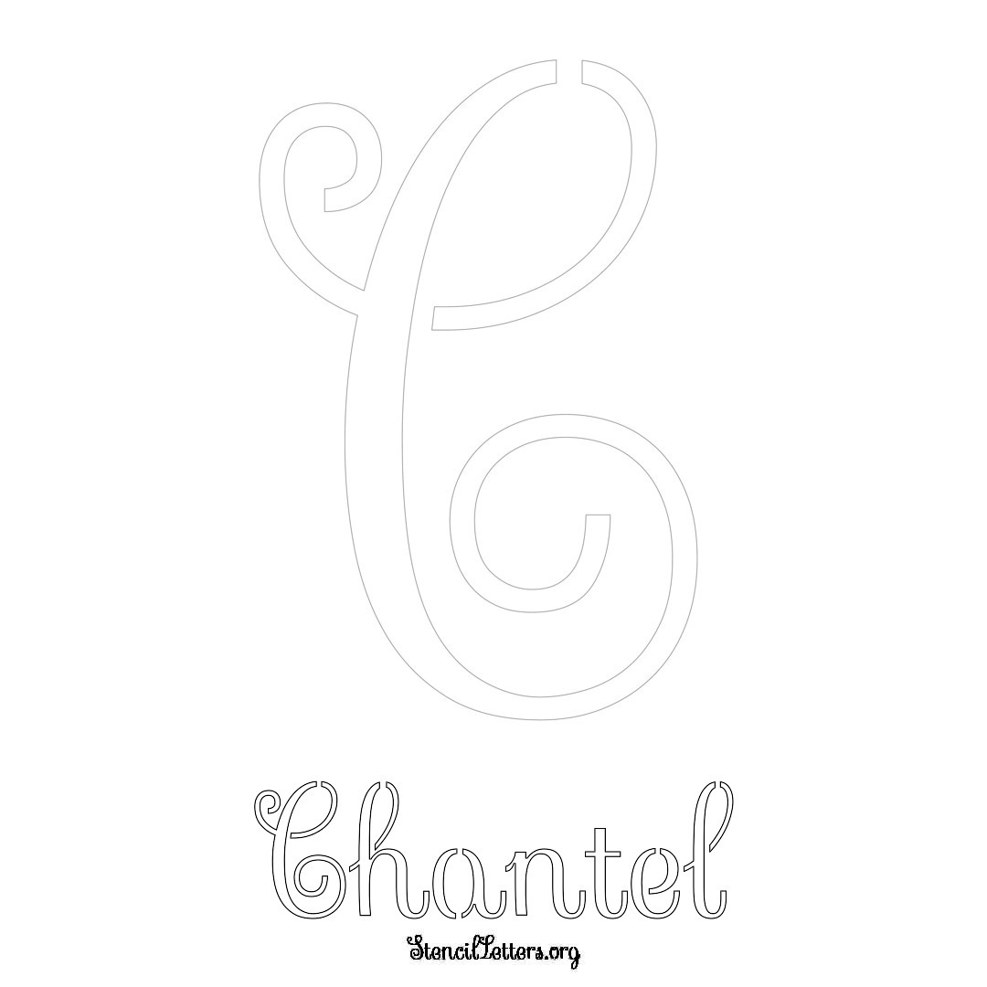 Chantel printable name initial stencil in Ornamental Cursive Lettering