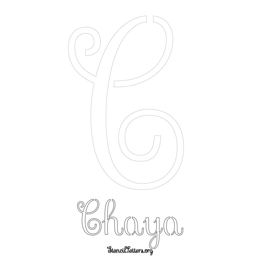 Chaya printable name initial stencil in Ornamental Cursive Lettering