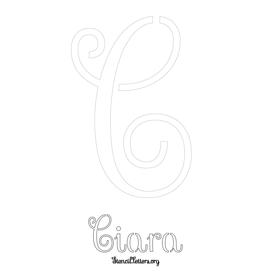 Ciara printable name initial stencil in Ornamental Cursive Lettering
