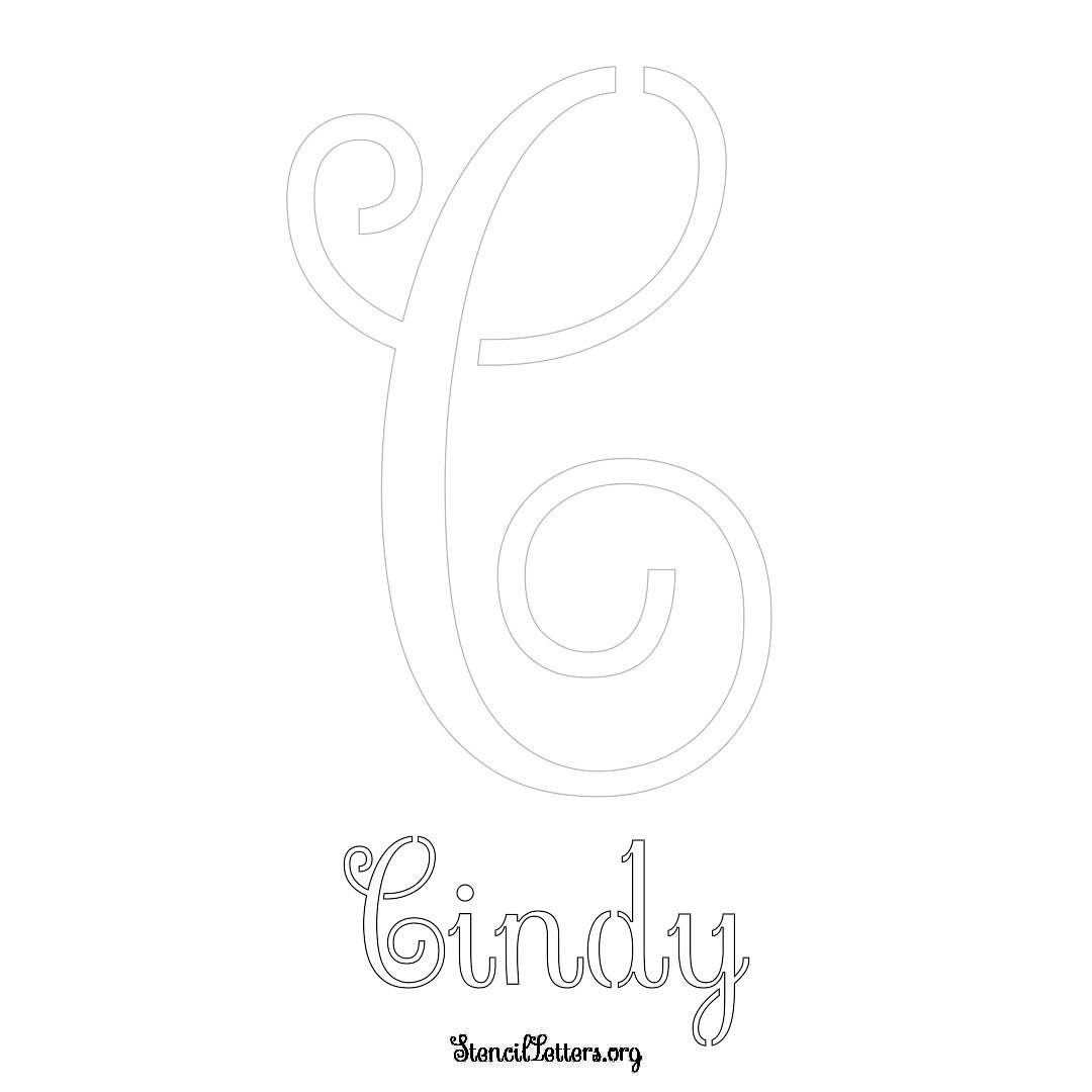 Cindy printable name initial stencil in Ornamental Cursive Lettering