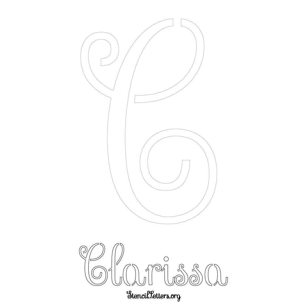 Clarissa printable name initial stencil in Ornamental Cursive Lettering