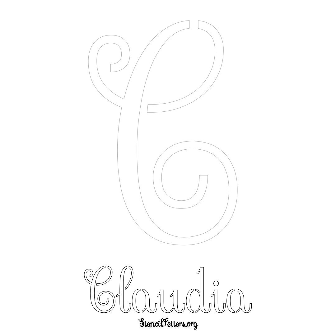 Claudia printable name initial stencil in Ornamental Cursive Lettering