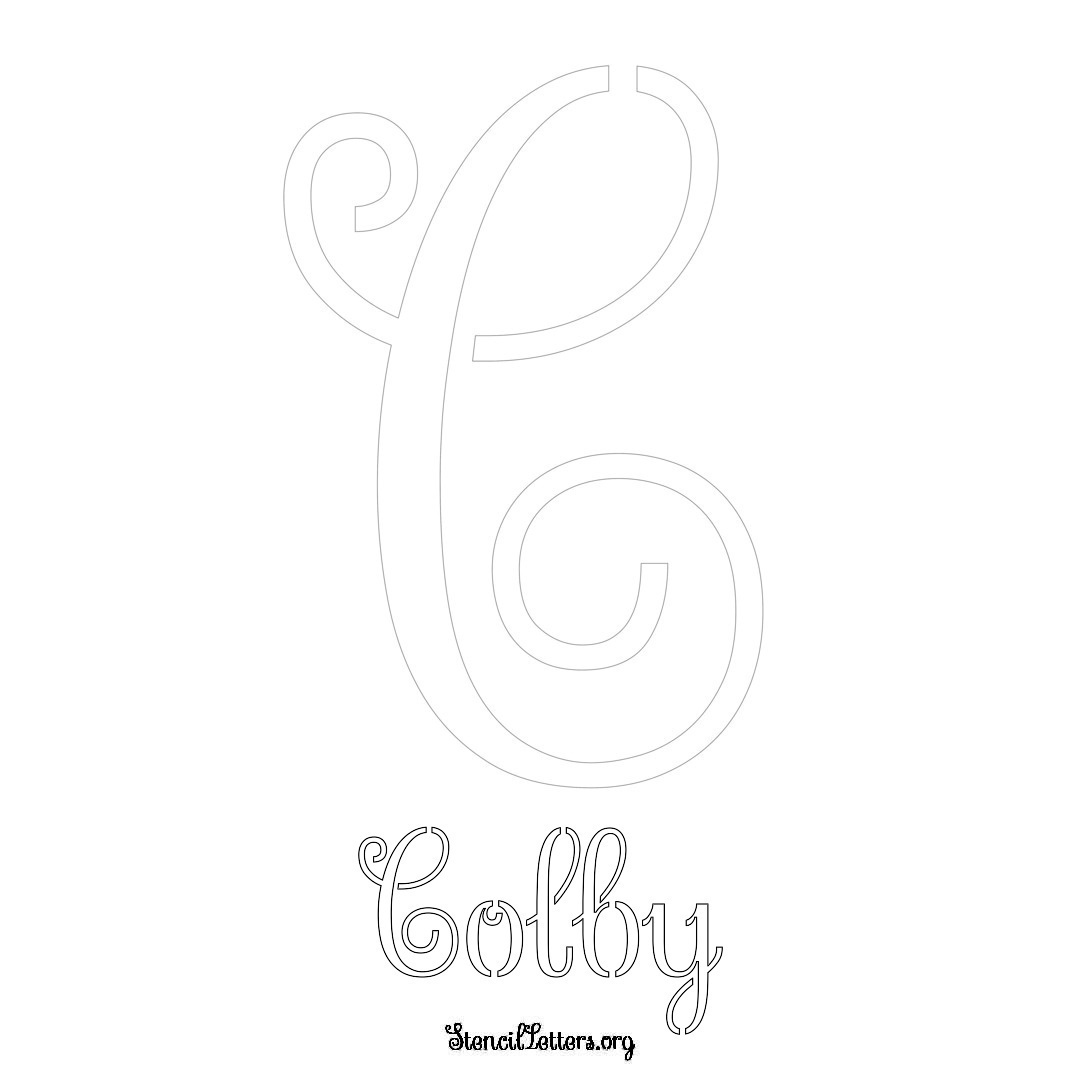 Colby printable name initial stencil in Ornamental Cursive Lettering