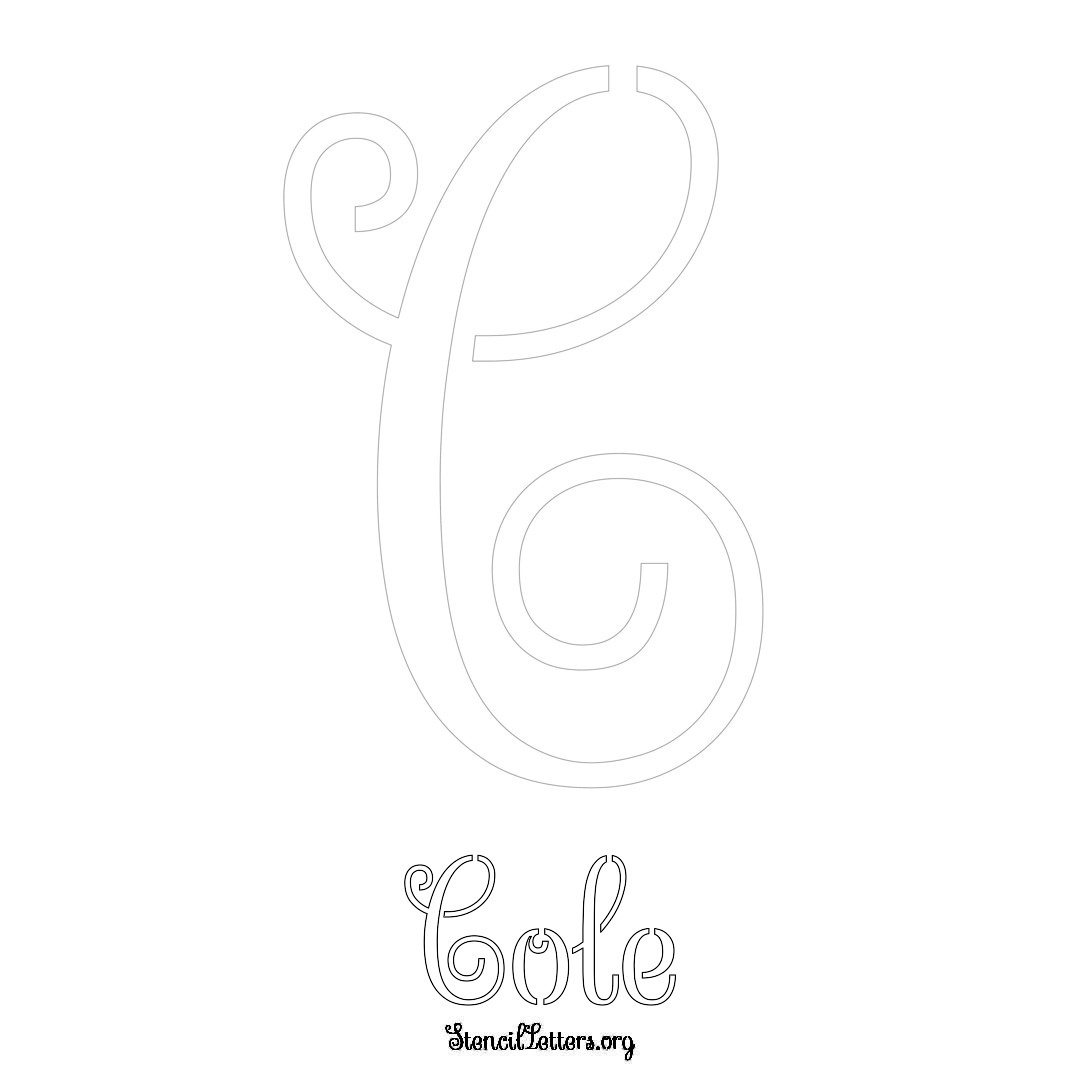 Cole printable name initial stencil in Ornamental Cursive Lettering