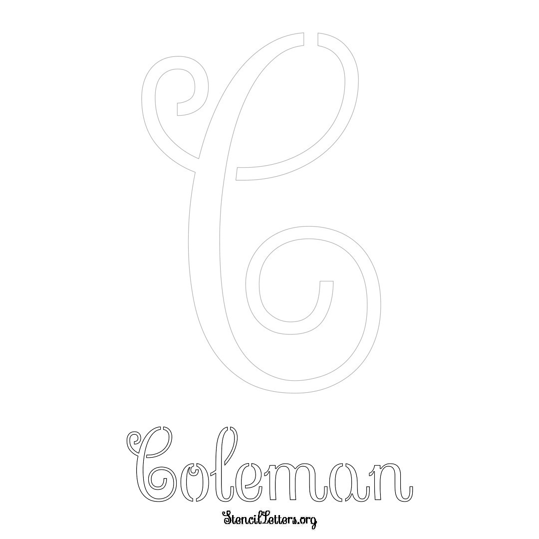 Coleman printable name initial stencil in Ornamental Cursive Lettering