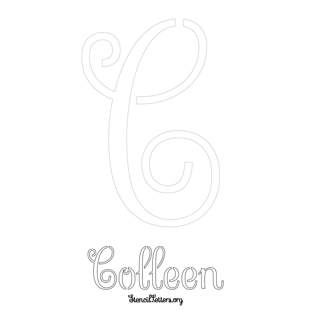 Colleen printable name initial stencil in Ornamental Cursive Lettering