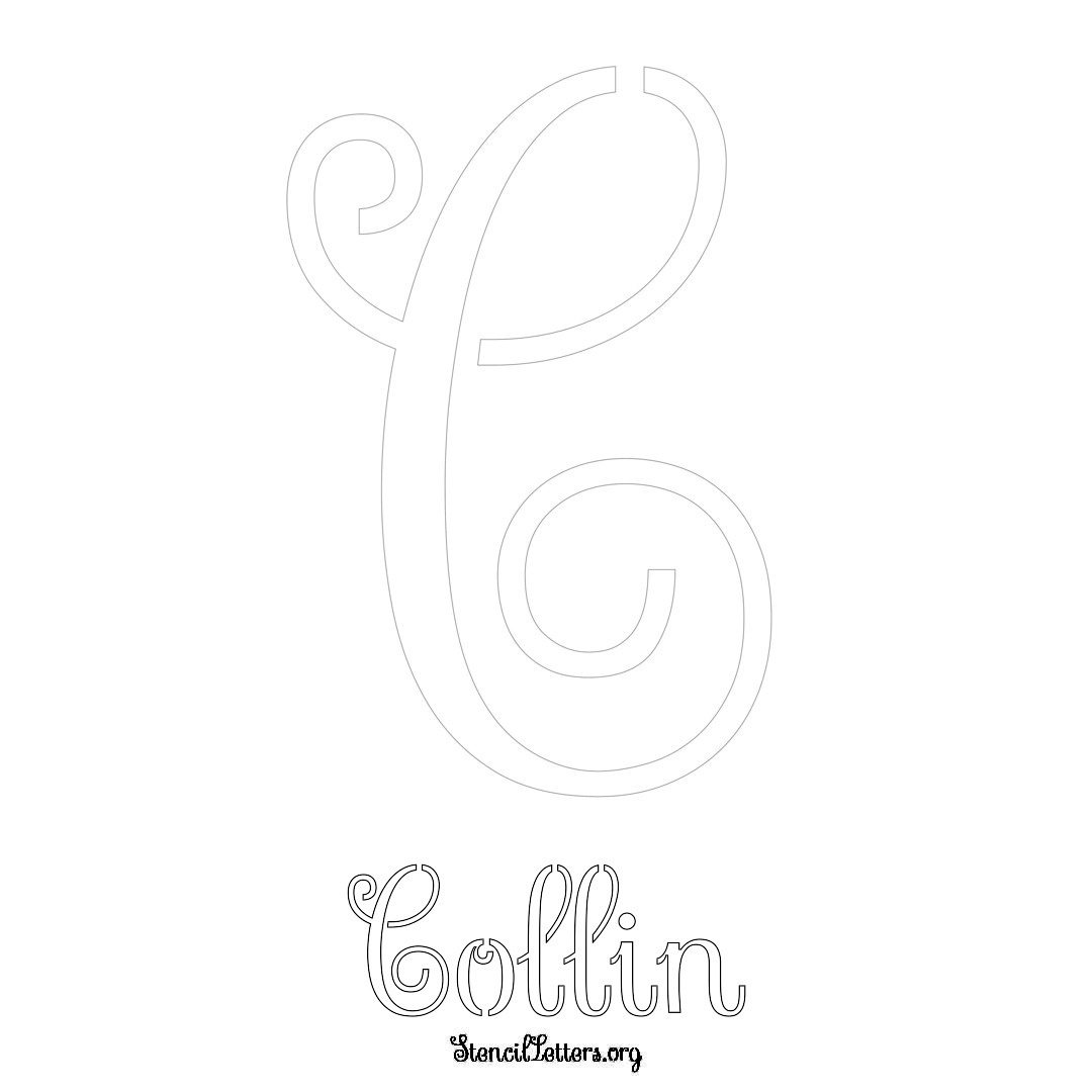 Collin printable name initial stencil in Ornamental Cursive Lettering