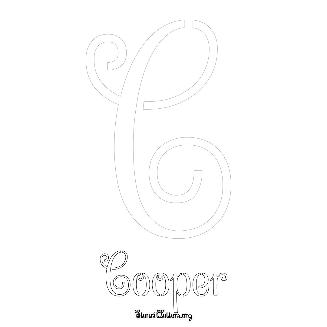 Cooper printable name initial stencil in Ornamental Cursive Lettering