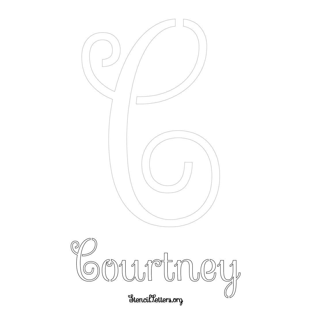 Courtney printable name initial stencil in Ornamental Cursive Lettering