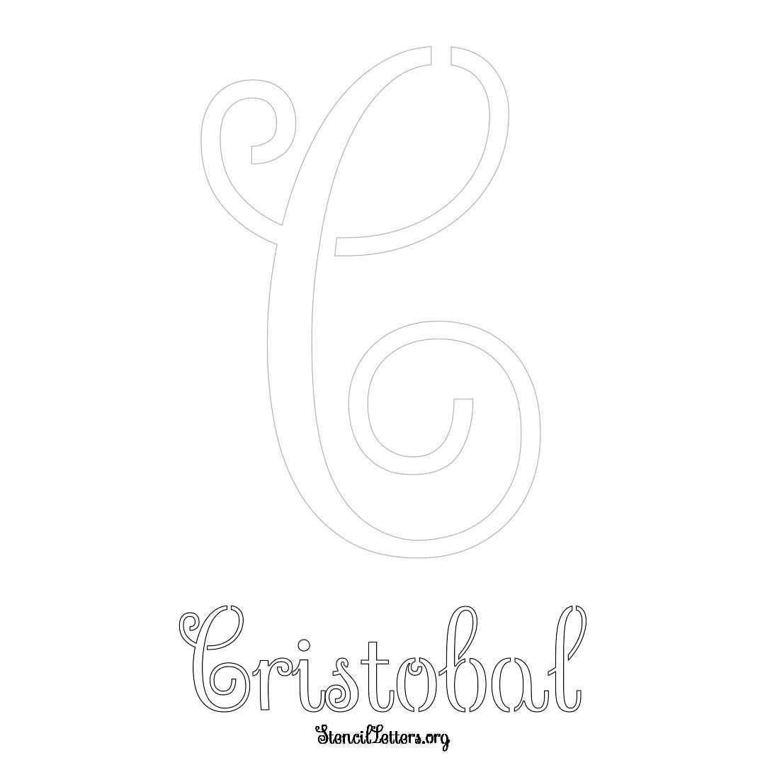 Cristobal printable name initial stencil in Ornamental Cursive Lettering