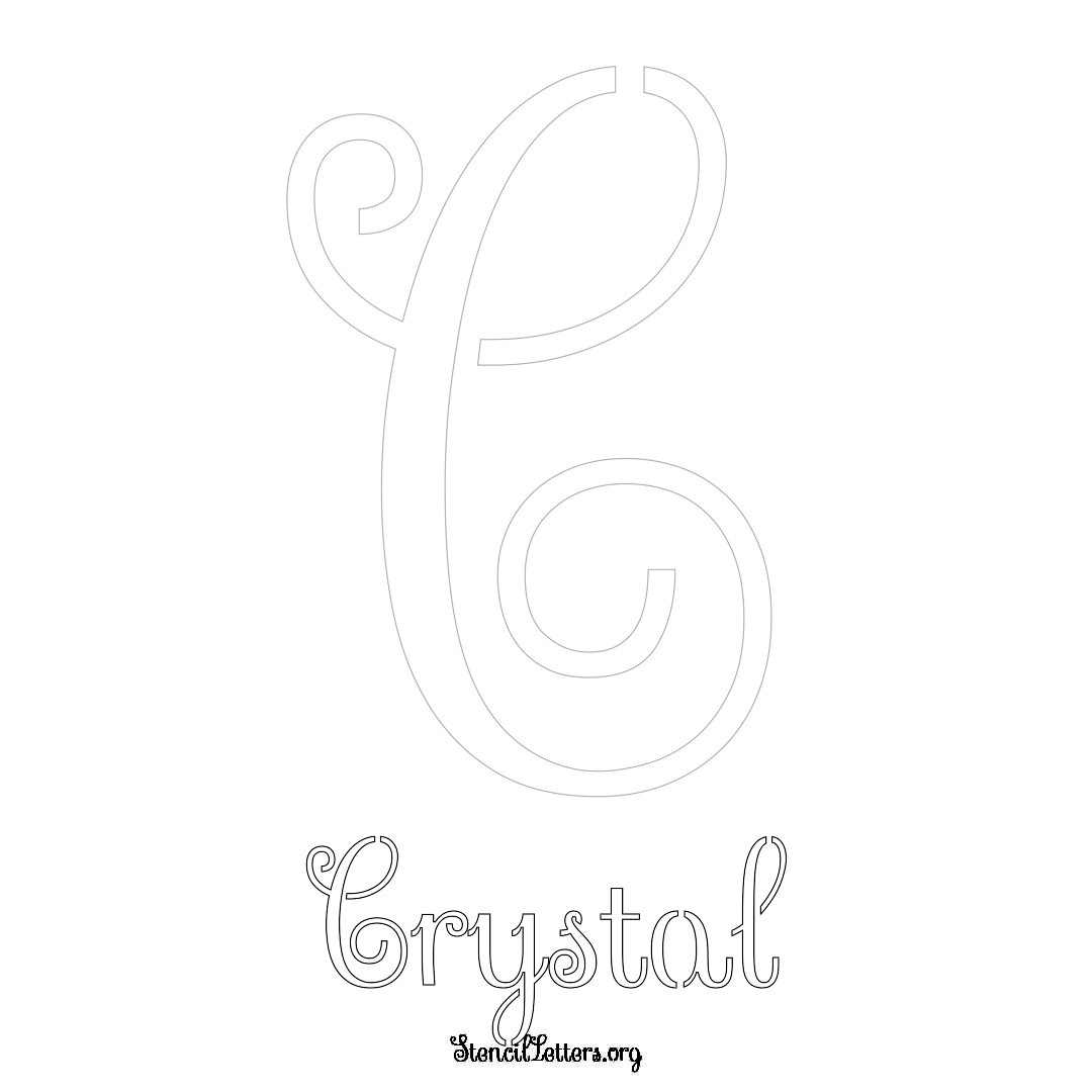 Crystal printable name initial stencil in Ornamental Cursive Lettering