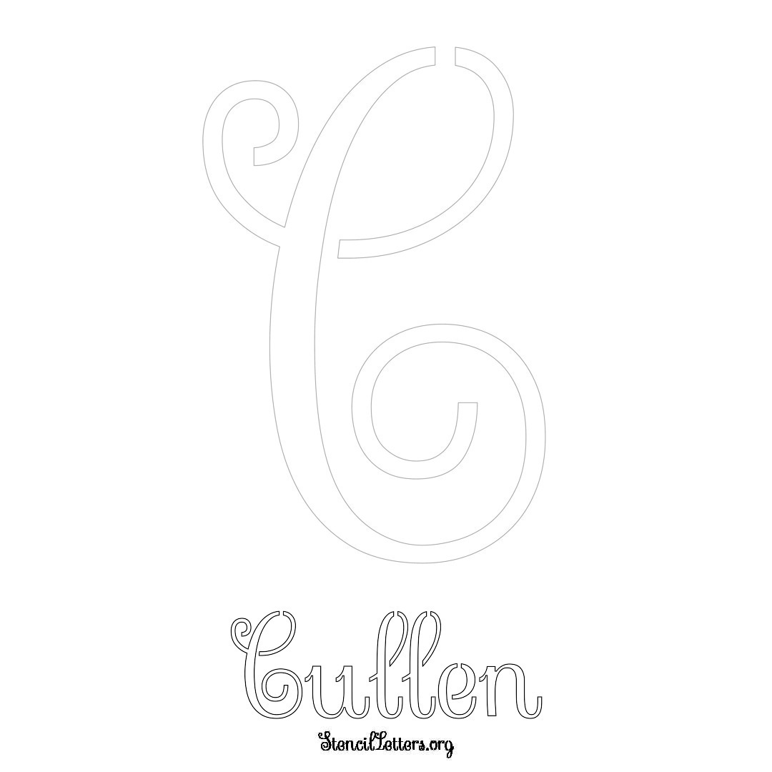 Cullen printable name initial stencil in Ornamental Cursive Lettering