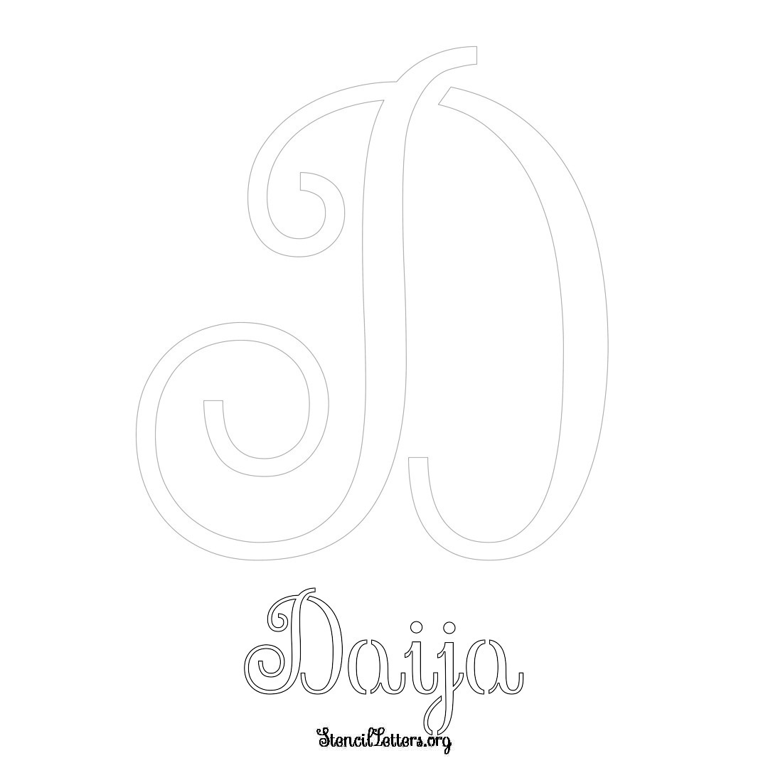 Daija printable name initial stencil in Ornamental Cursive Lettering