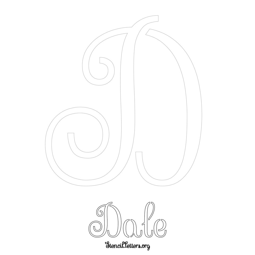 Dale printable name initial stencil in Ornamental Cursive Lettering