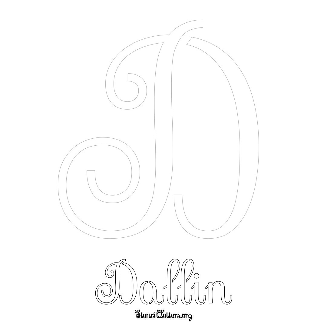 Dallin printable name initial stencil in Ornamental Cursive Lettering